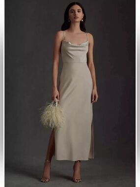 BHLDN Cali Satin Charmeuse Midi Dress